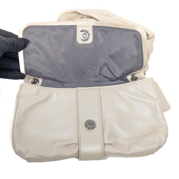 COACH Pleated Cream Leather Shoulder Bag - Picture 12 of 14